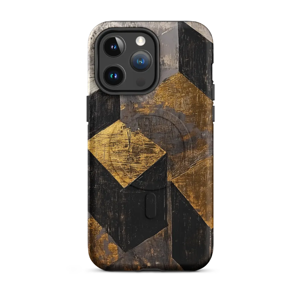 Geometric Harmony in Gold and Black | Phone Case |  14 Pro Max | MagSafe® Tough Case | Matte