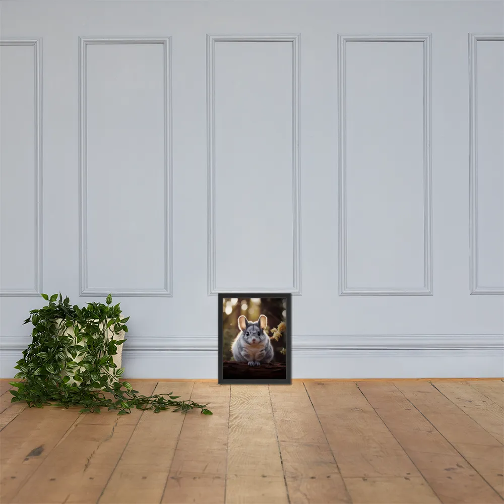 Curious Chinchilla in the Forest | Poster with Black Frame | 11″×14″