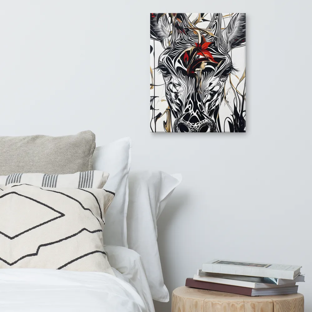 Floral Elegance: The Giraffe's Portrait | Canvas | 16″×20″