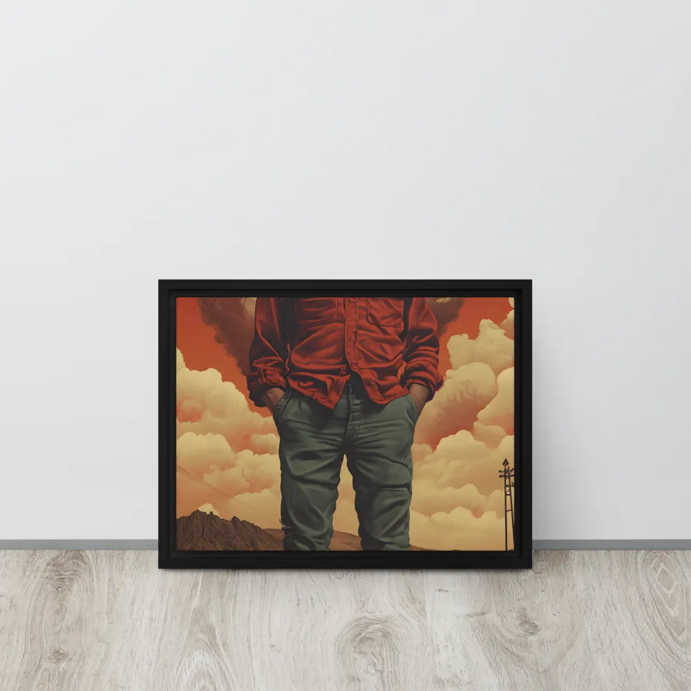Defiant Spirit in a Surreal Landscape | Canvas with Black Frame | 12″×16″