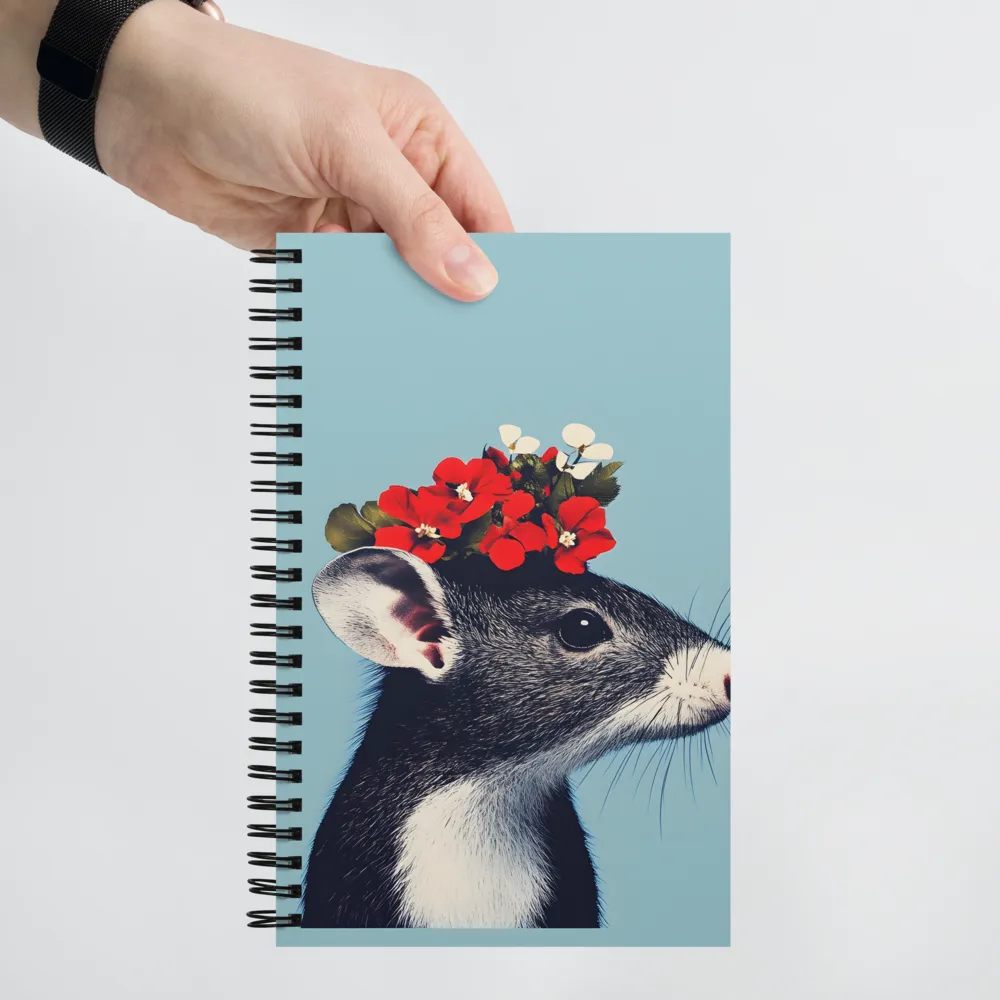 Whimsical Flora: A Mouse's Floral Crown | Spiral Notebook