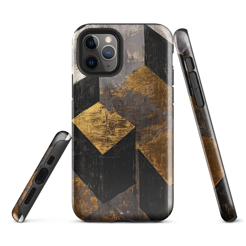 Geometric Harmony in Gold and Black | Phone Case |  11 Pro | Tough Case | Glossy