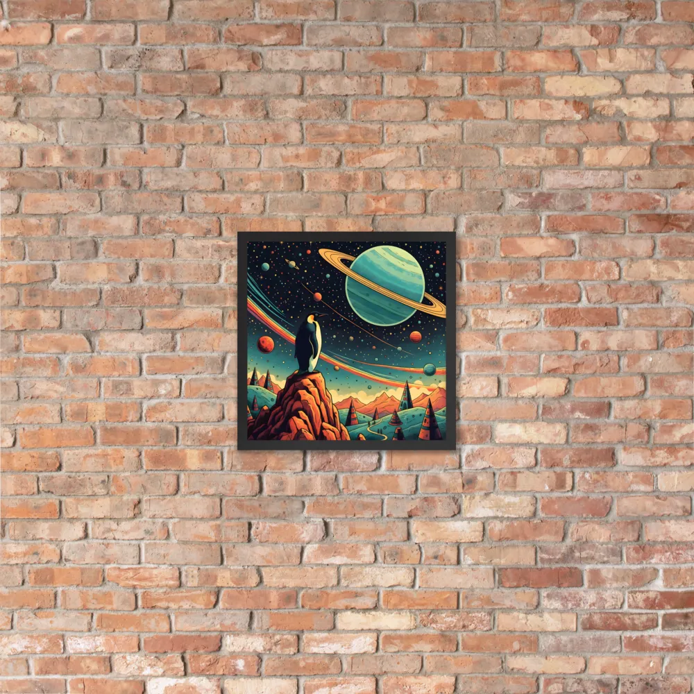 Cosmic Penguin 
 Poster with Black Frame | 16″x 16″