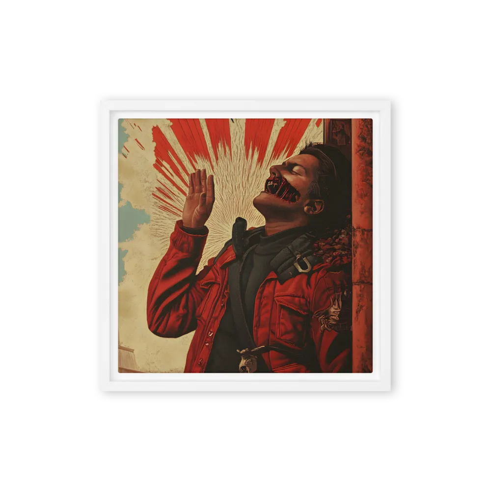 Defiant Echoes of Ruin | Canvas with White Frame | 12″×12″