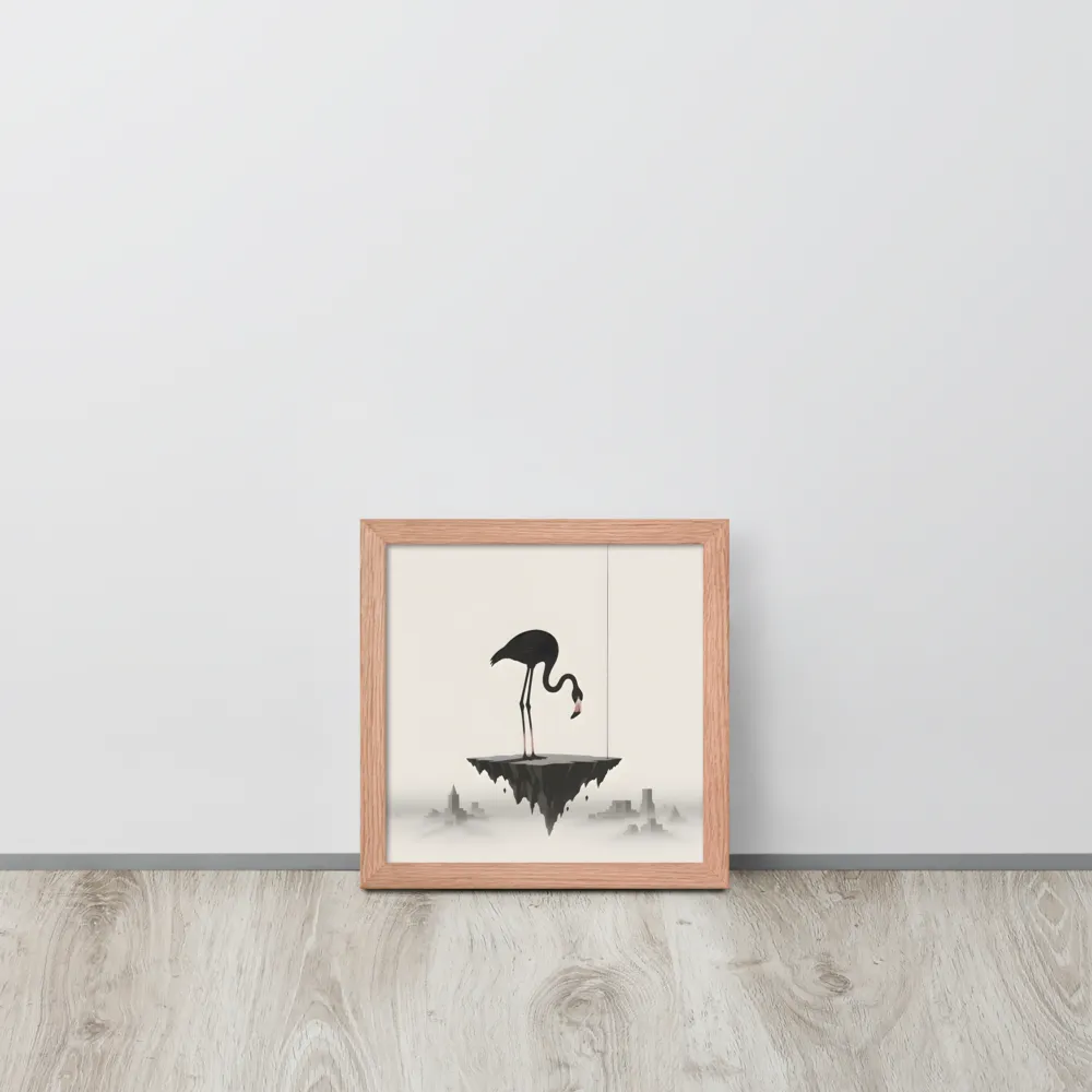 Floating Flamingo 
 Poster with Red oak Frame | 10″x 10″