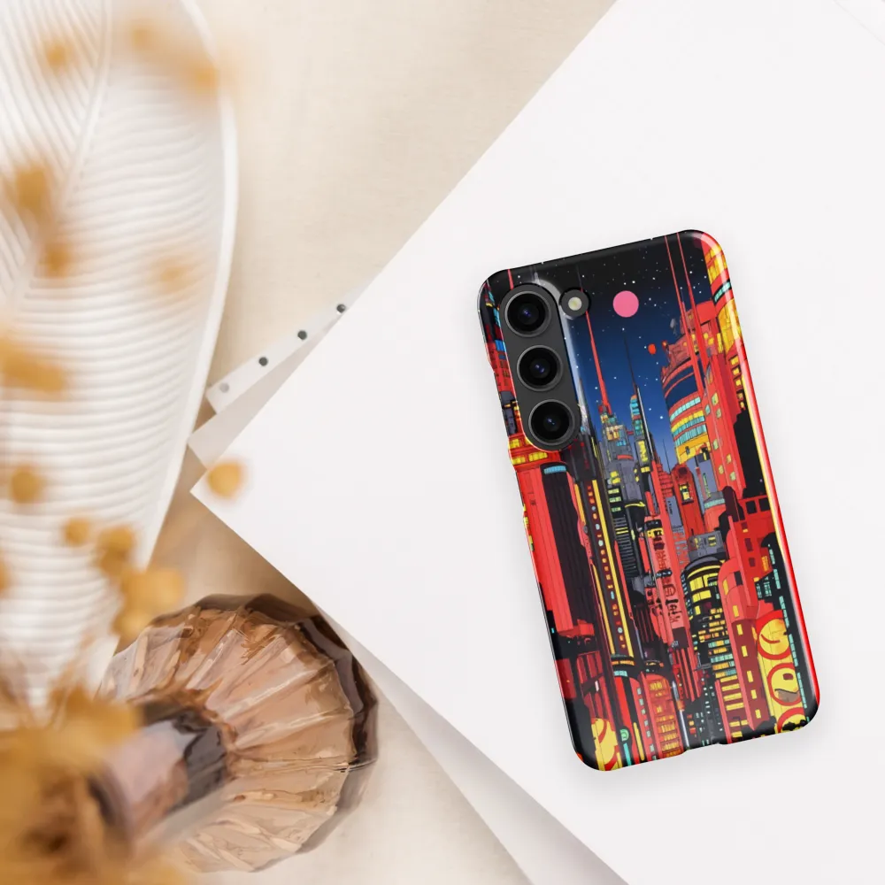 Neon Dreams: A Cyberpunk Cityscape | Phone Case |  S23 | Snap Case | Glossy