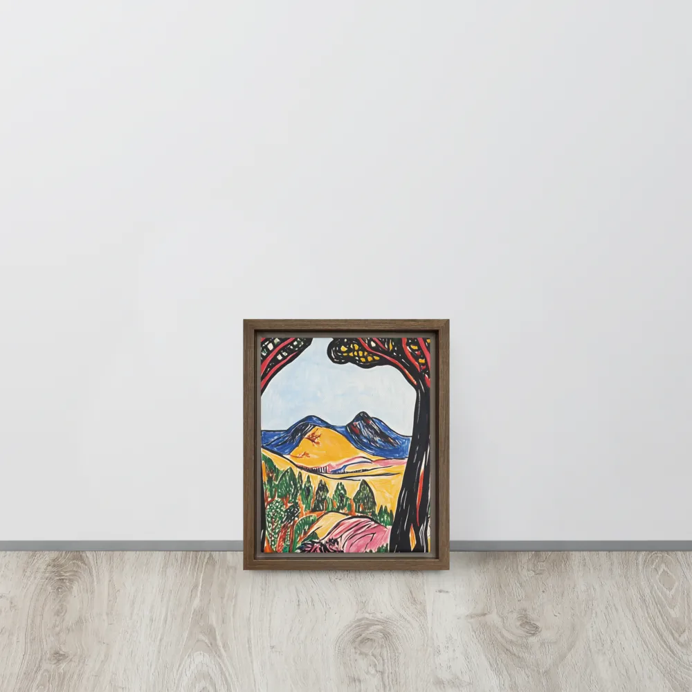 Vibrant Nature's Embrace | Canvas with Brown Frame | 8″×10″