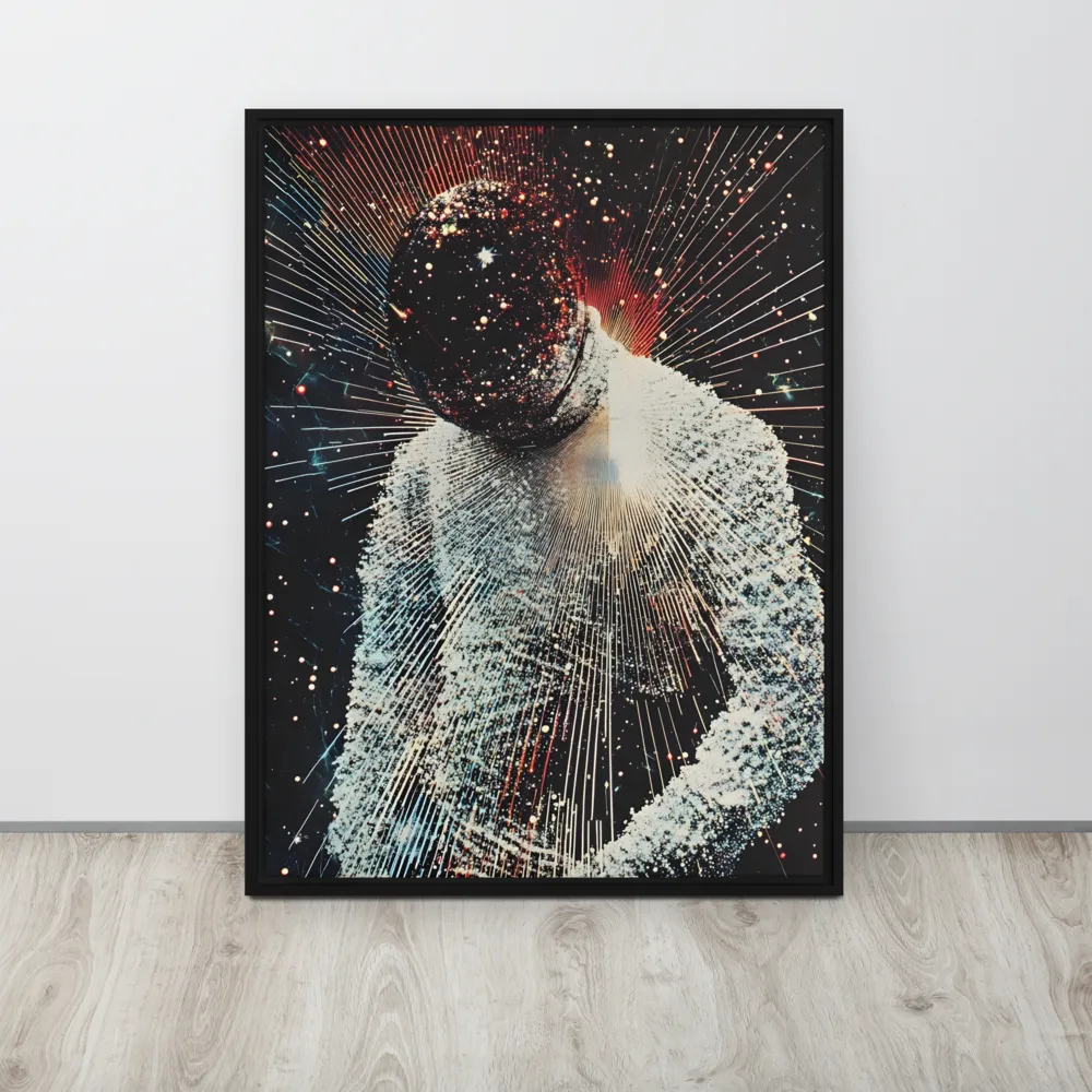 Ethereal Astronaut: A Journey Through the Cosmos | Canvas with Black Frame | 24″×32″
