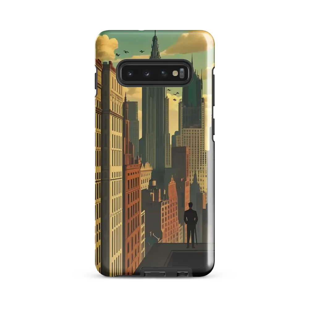 Urban Dreams: A Silhouette in Art Deco Cityscape | Phone Case |  S10 Plus | Tough Case | Glossy