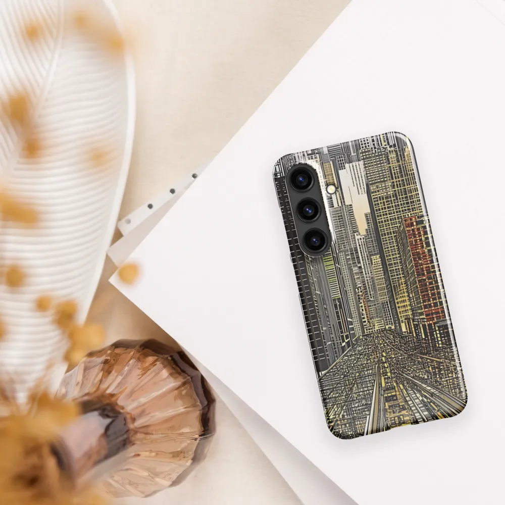 Urban Symphony: The Golden Grid | Phone Case |  S24 | Snap Case | Glossy
