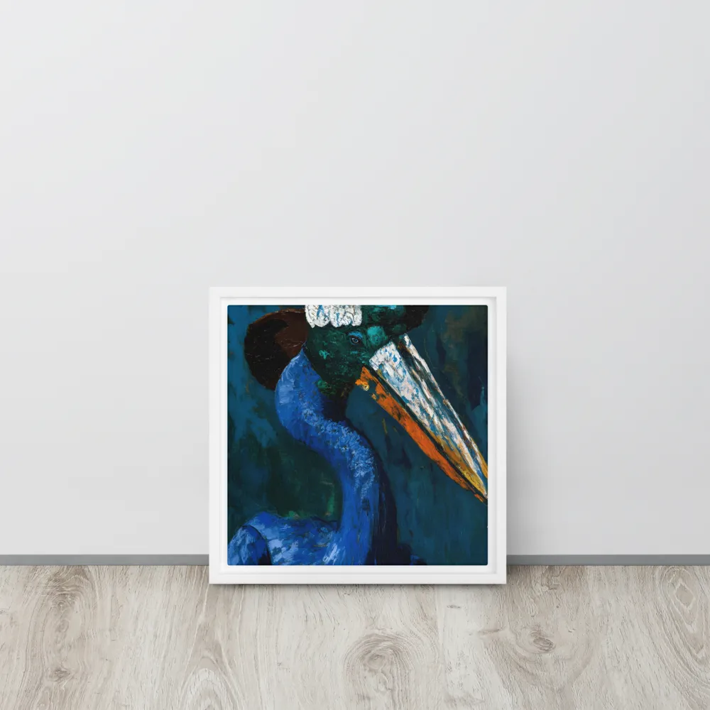 Majestic Absurdity: The Hat-Wearing Bird | Canvas with White Frame | 12″×12″