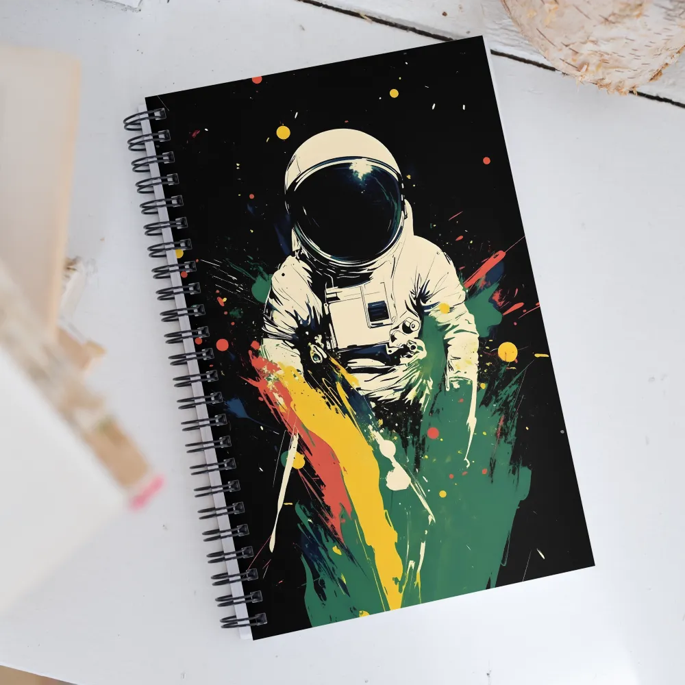 Cosmic Splash: The Astronaut's Journey | Spiral Notebook