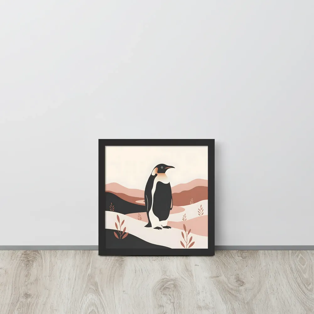 Terracotta Penguin 
 Poster with Black Frame | 12″x 12″