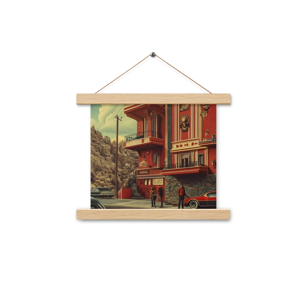 Retro Urban Dreamscape | Poster With Oak Wood Hanger | 10″×10″