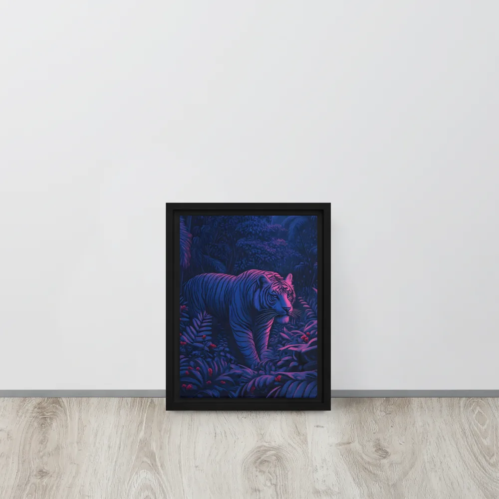 Mystic Prowler: The White Tiger in the Jungle | Canvas with White Frame | 9″×12″