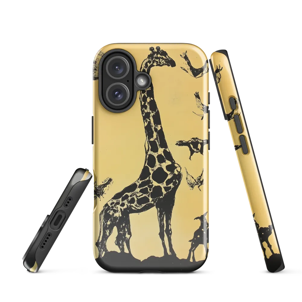 Whimsical Harmony of Giraffe and Birds