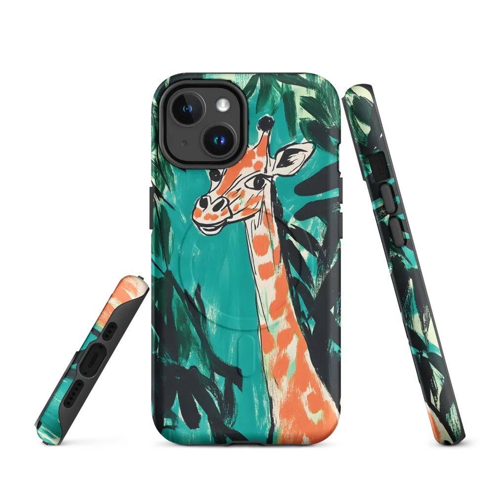 Curious Giraffe in Lush Greenery | Phone Case |  14 | MagSafe® Tough Case | Matte