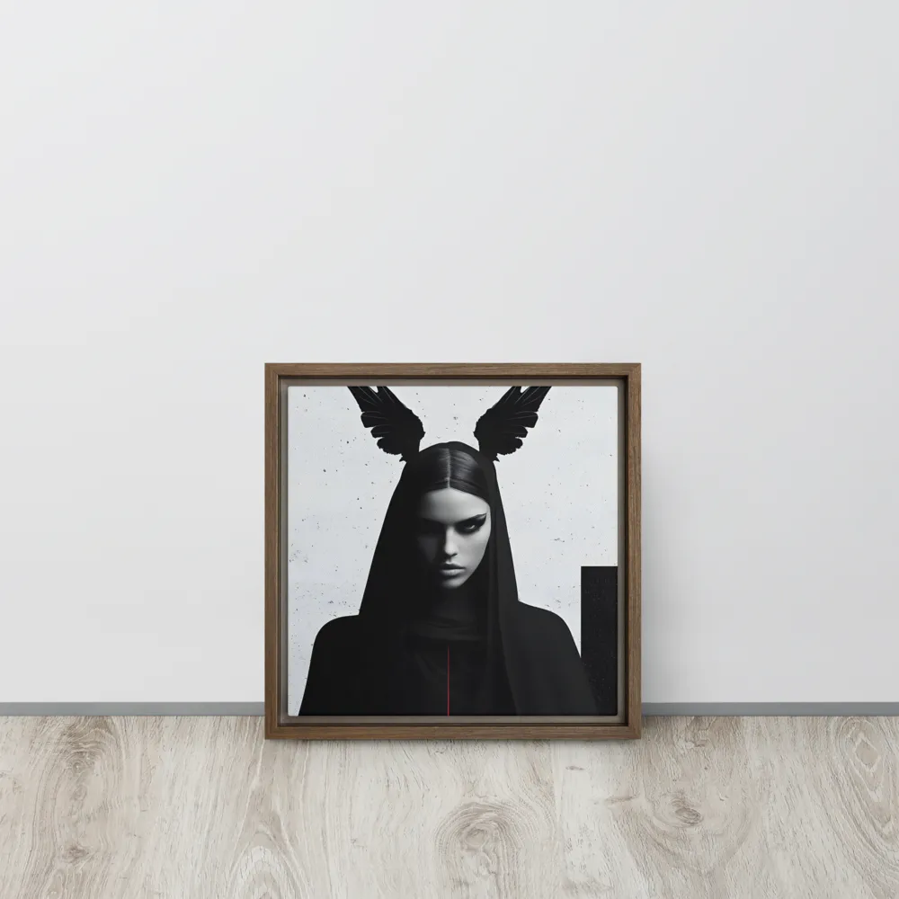 Whispers of Darkness | Canvas with Brown Frame | 12″×12″