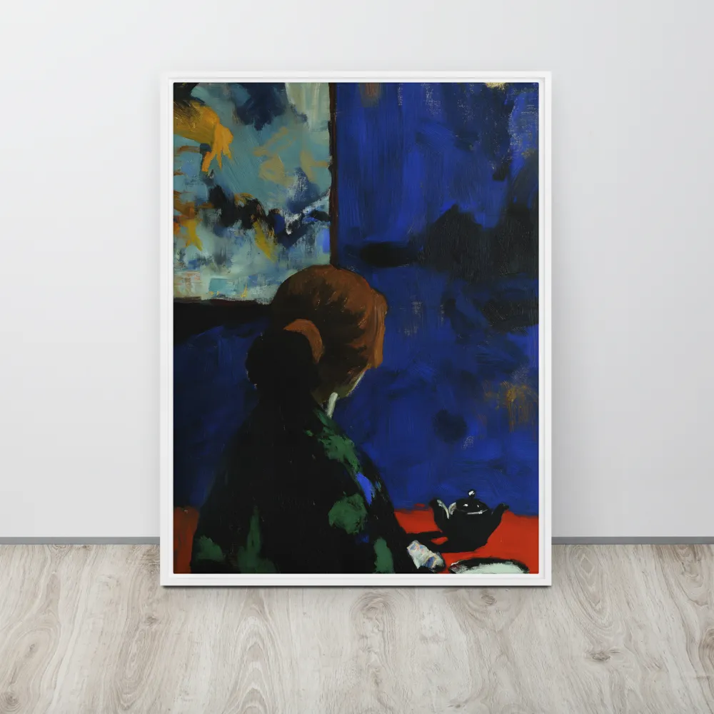 Contemplation Under the Night Sky | Canvas with White Frame | 24″×32″