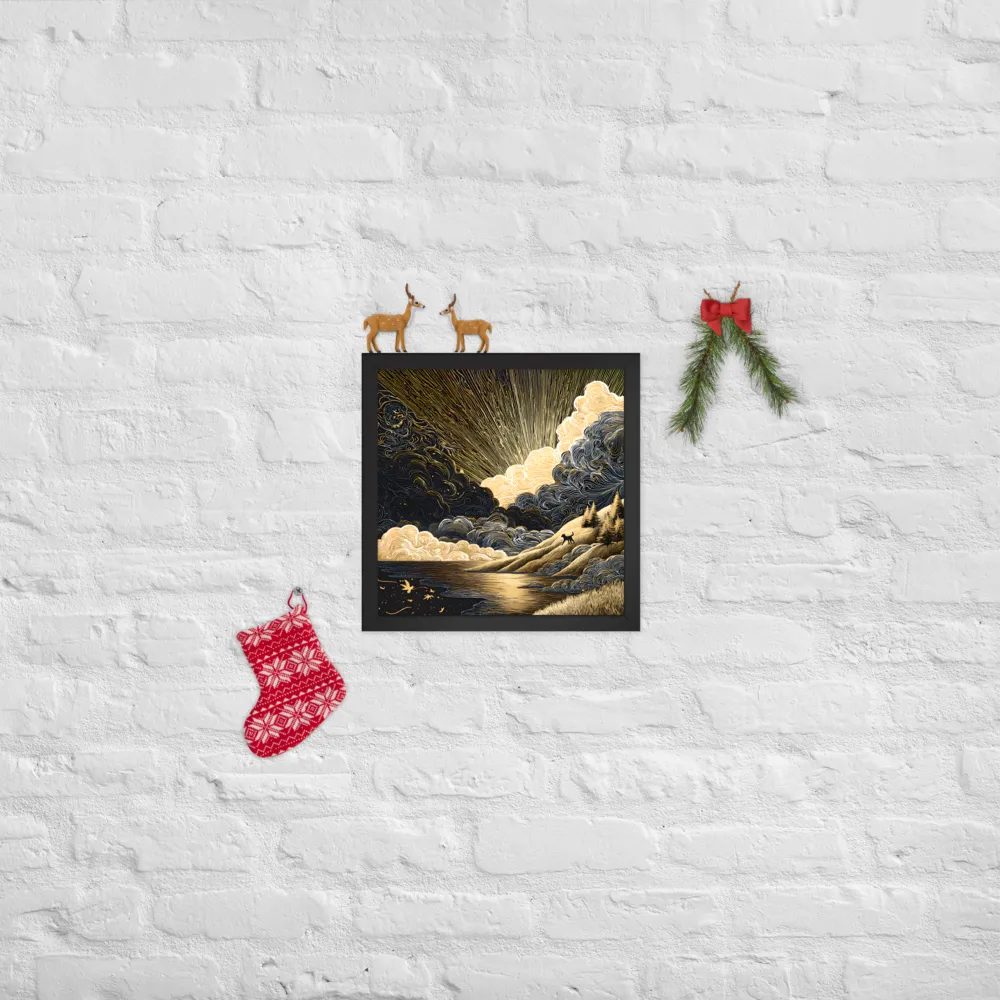 Gilded Dawn 
 Poster with Black Frame | 14″x 14″