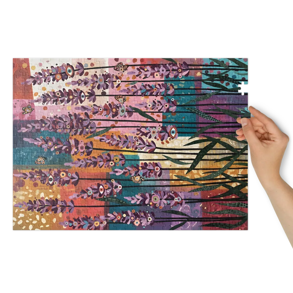 Watcher in the Lavender Field 
 Jigsaw Puzzle in Tin Box