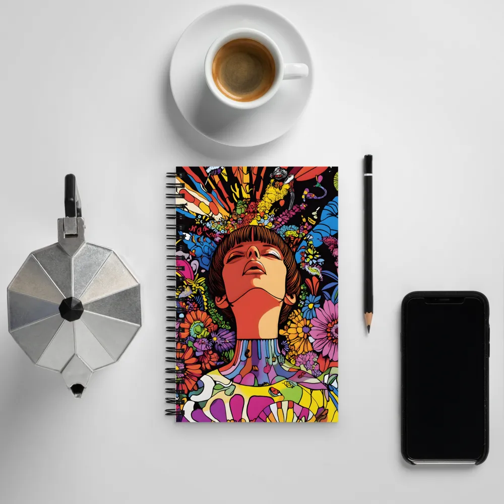 Vibrant Ecstasy: A Psychedelic Portrait | Spiral Notebook