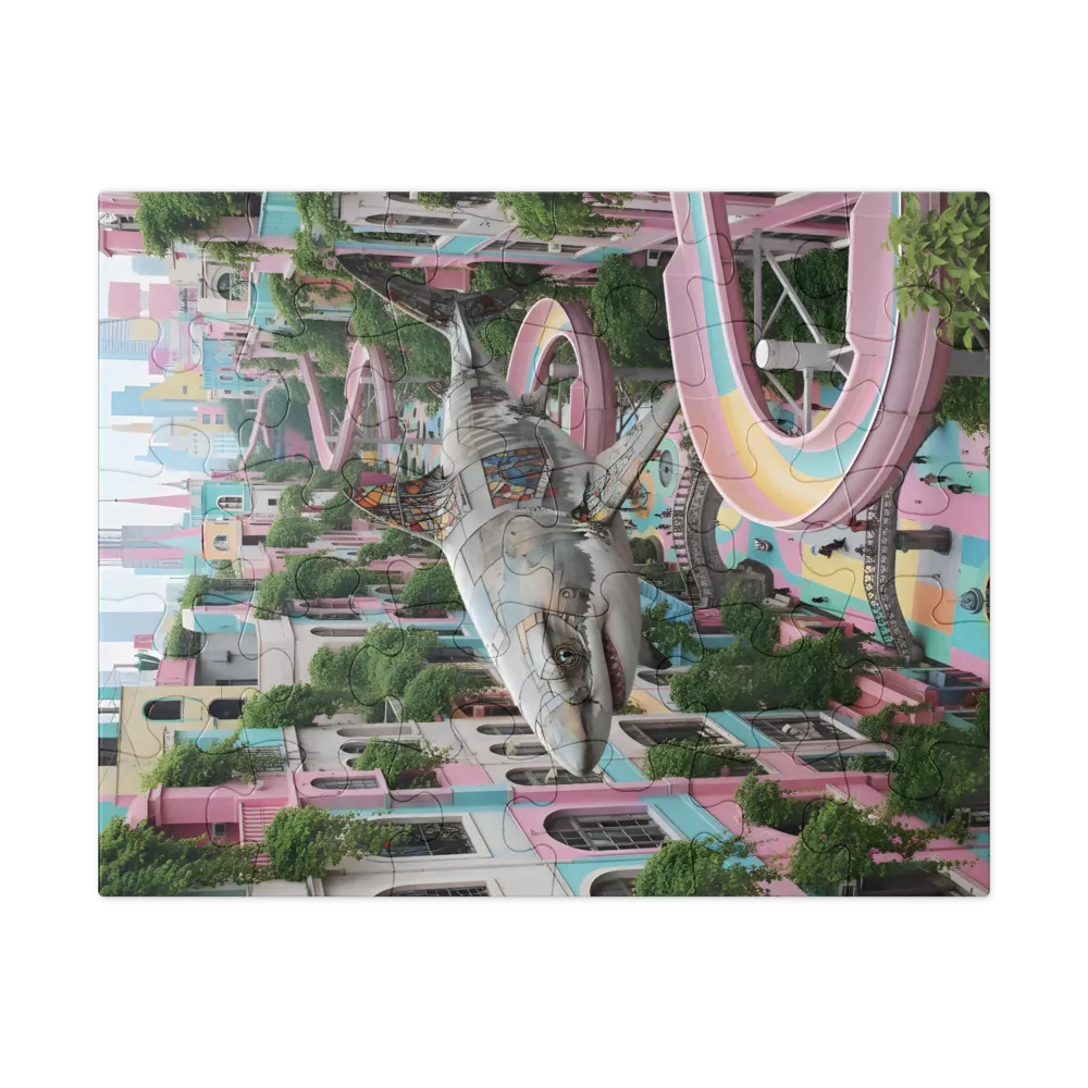 Pastel City Shark 
 Jigsaw Puzzle in Tin Box