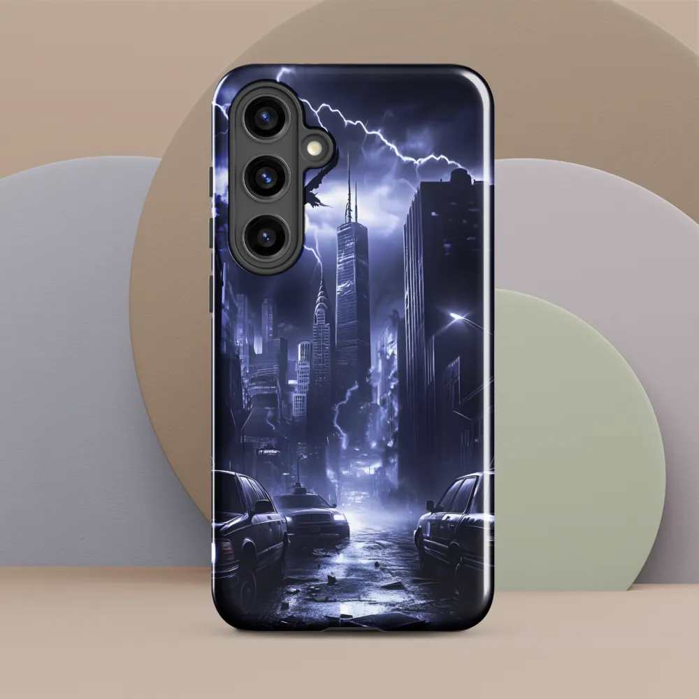 Stormy Cityscape: Shadows of the Night | Phone Case |  S24 Plus | Tough Case | Glossy