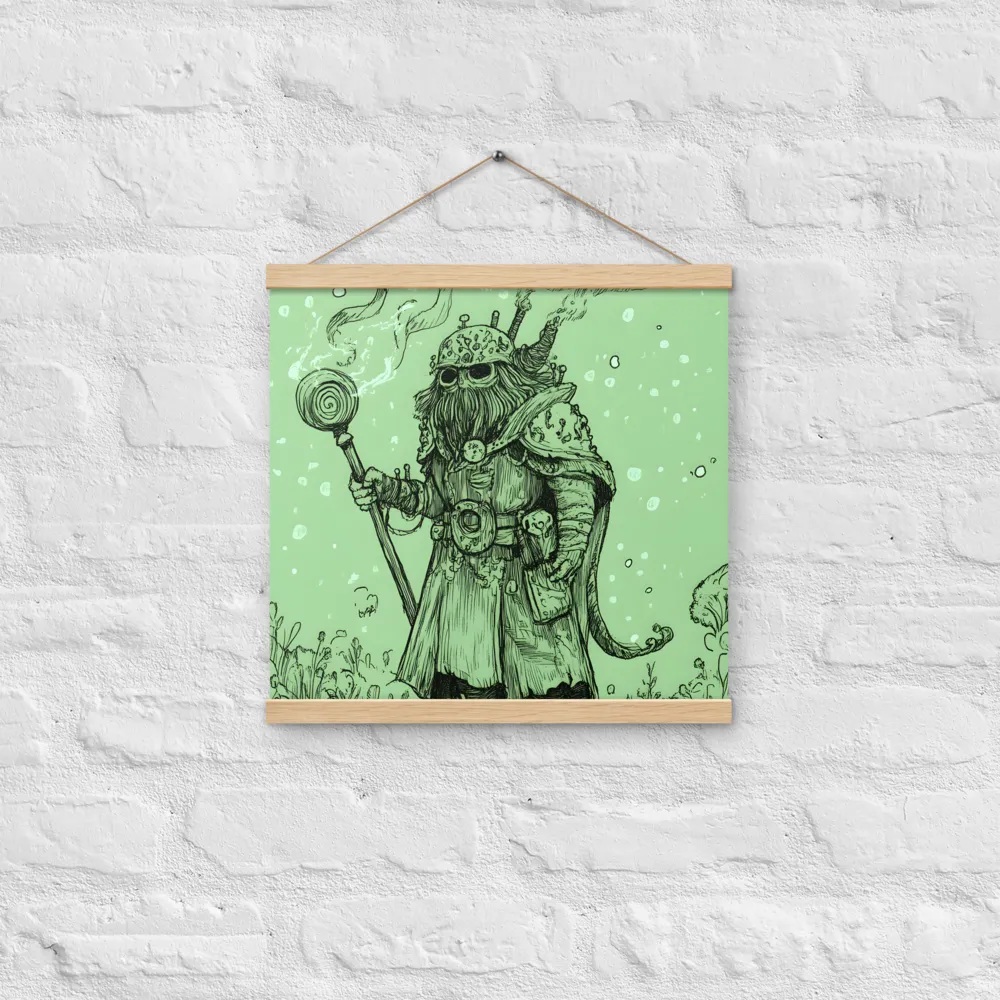 The Enigmatic Wizard | Poster With Oak Wood Hanger | 16″×16″