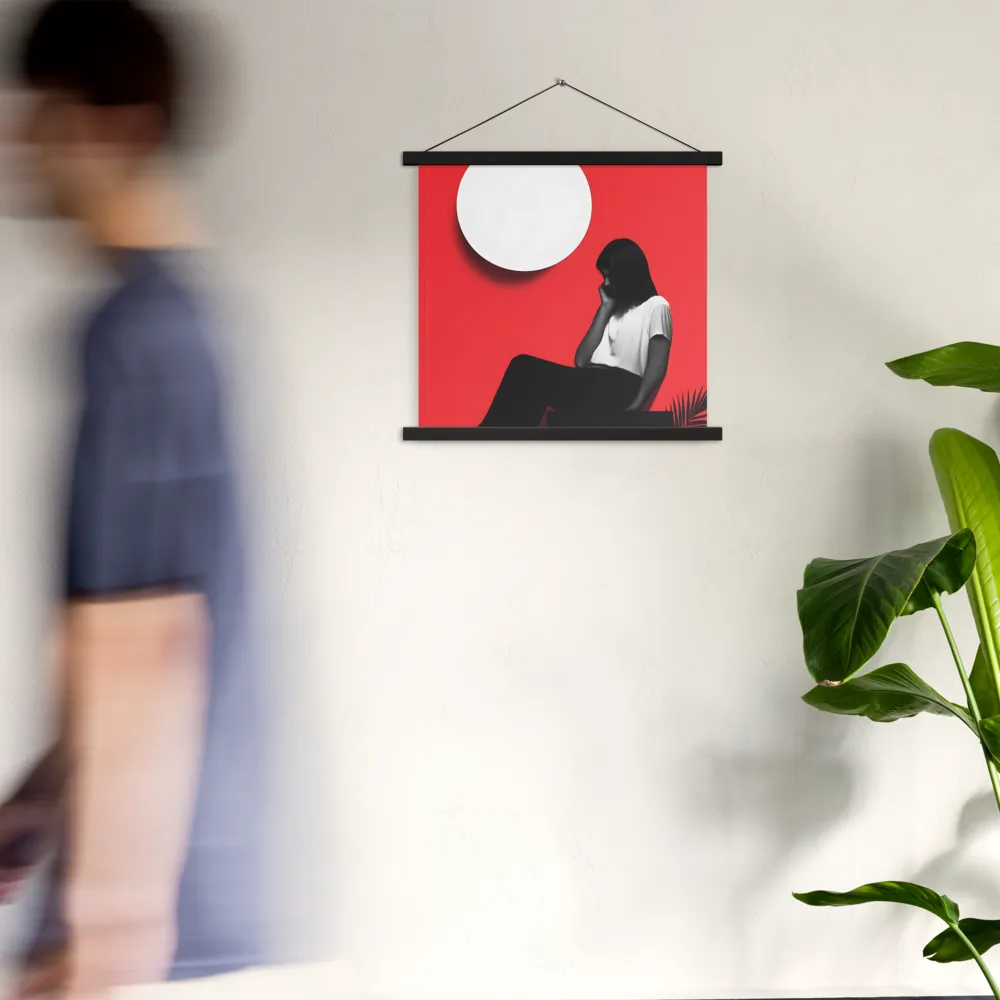 Contemplation in Red | Poster With Black Wood Hanger | 18″×18″