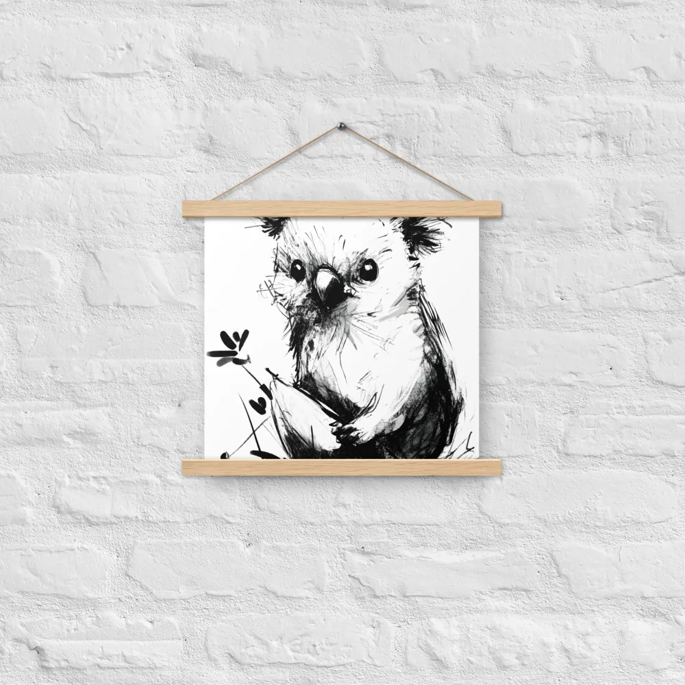 Whimsical Koala in Ink | Poster With Oak Wood Hanger | 14″×14″