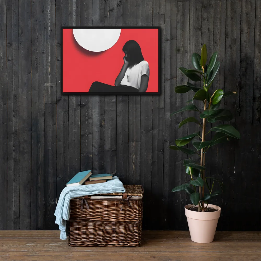 Contemplation in Red | Canvas with Black Frame | 20″×30″