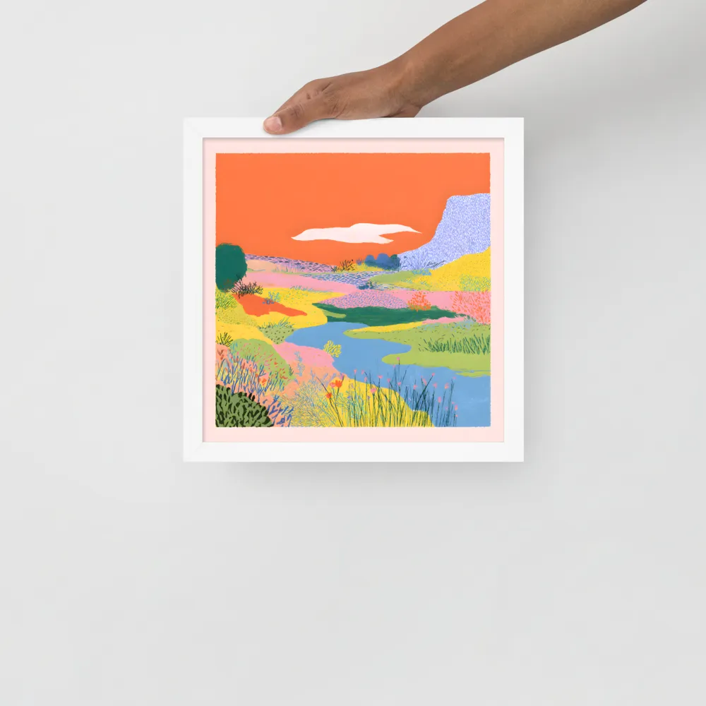 Orange Sky Meadow 
 Poster with White Frame | 12″x 12″