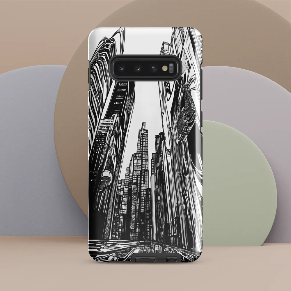 Urban Echoes: A Line Art Journey | Phone Case |  S10 Plus | Tough Case | Glossy