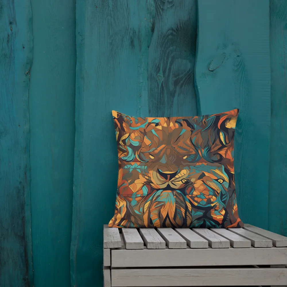 Fierce Royalty: A Geometric Exploration of Lions | Pillow | 18″×18″