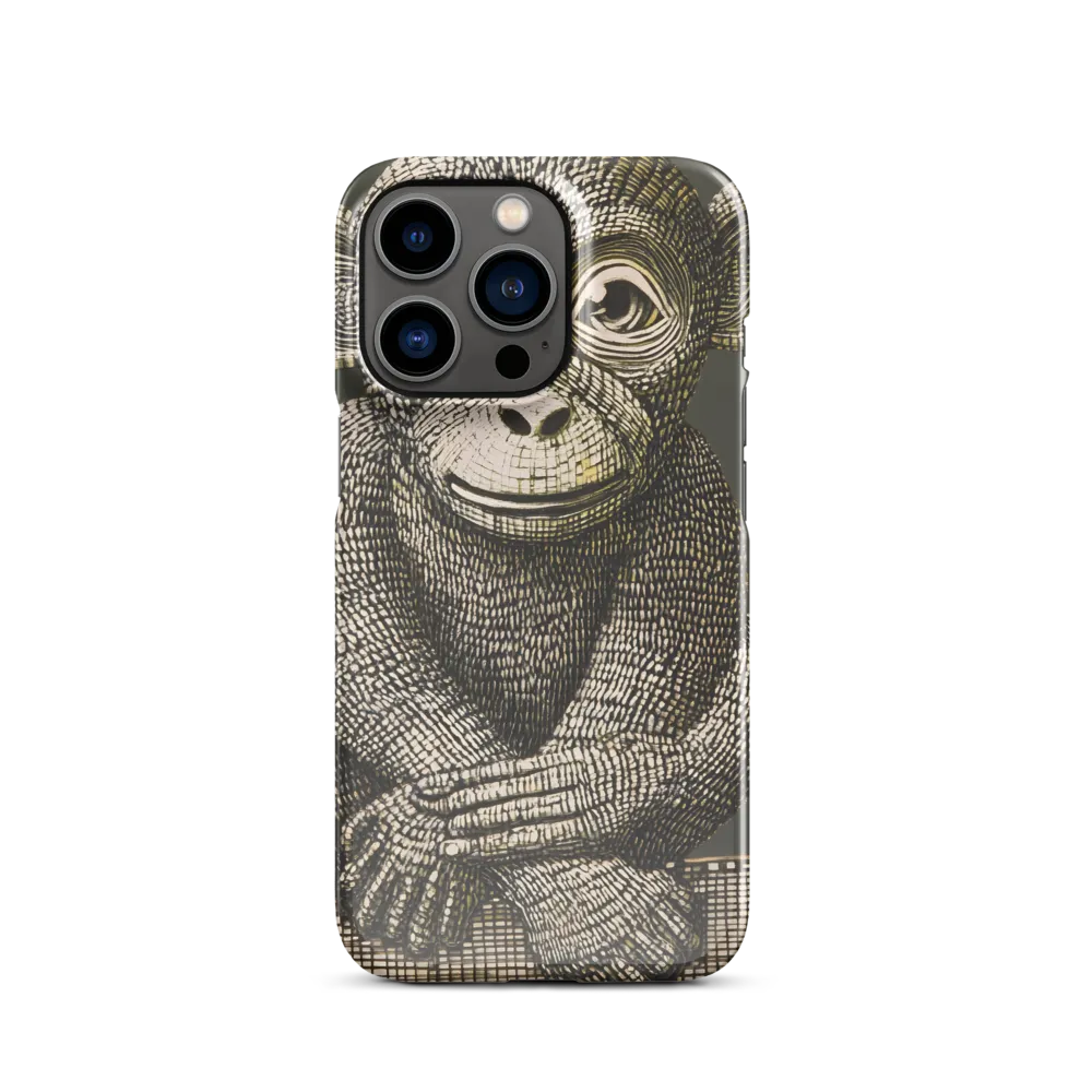 Seated Monkey — Linear Study in Olive and Cream