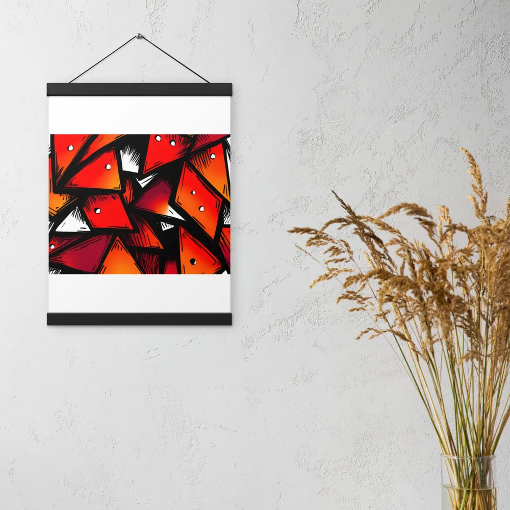 Dynamic Geometry of Red and Orange | Poster With Black Wood Hanger | 12″×16″