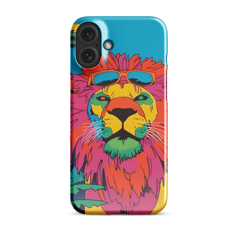 Lion with Sunglasses: A Vibrant Tropical Portrait | Phone Case |  16 Plus | Snap Case | Glossy