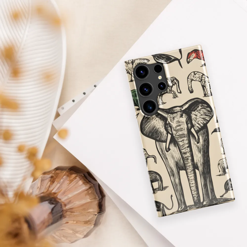 Whimsical Wildlife: A Linocut Journey | Phone Case |  S24 Ultra | Snap Case | Glossy