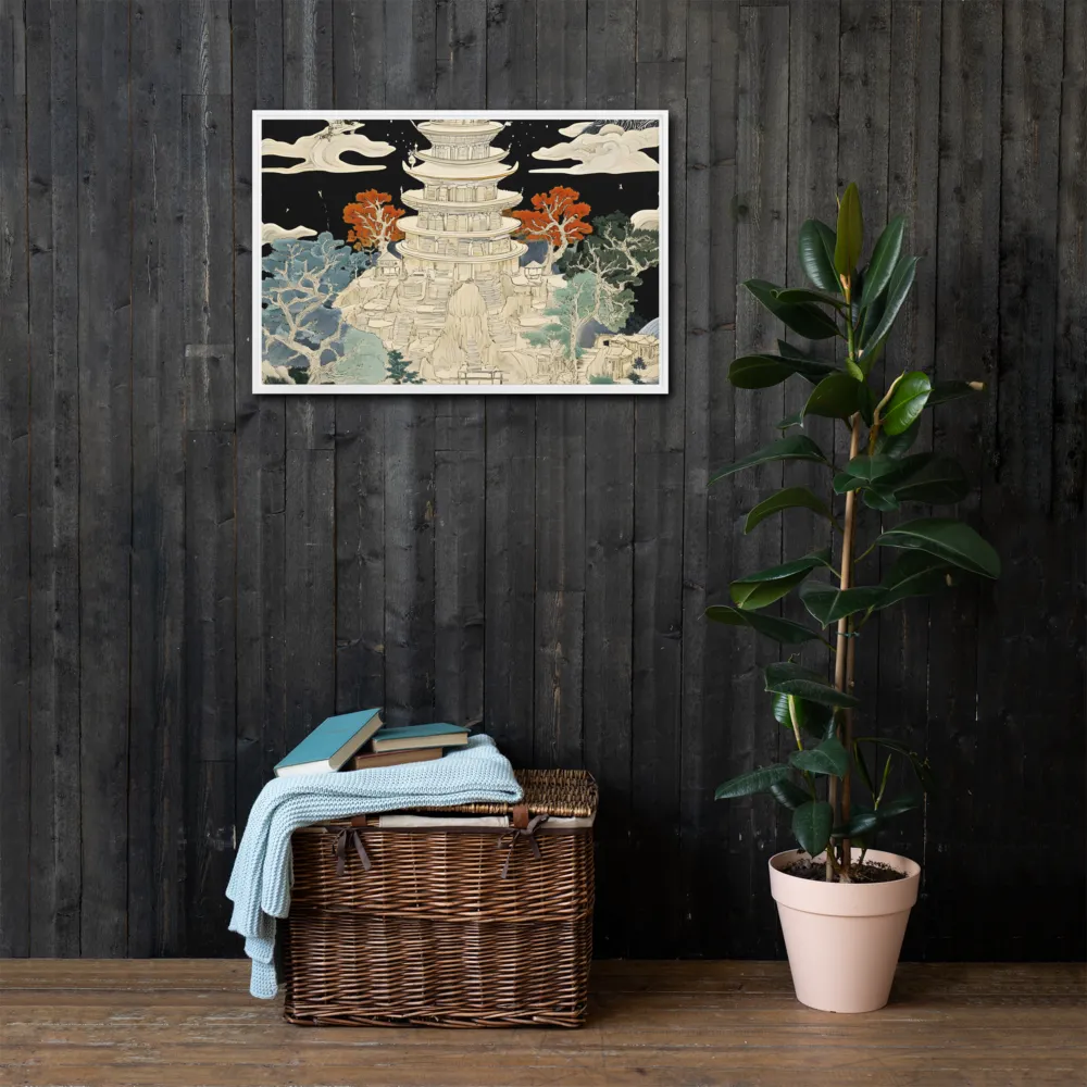 Whispers of the Pagoda | Canvas with White Frame | 20″×30″