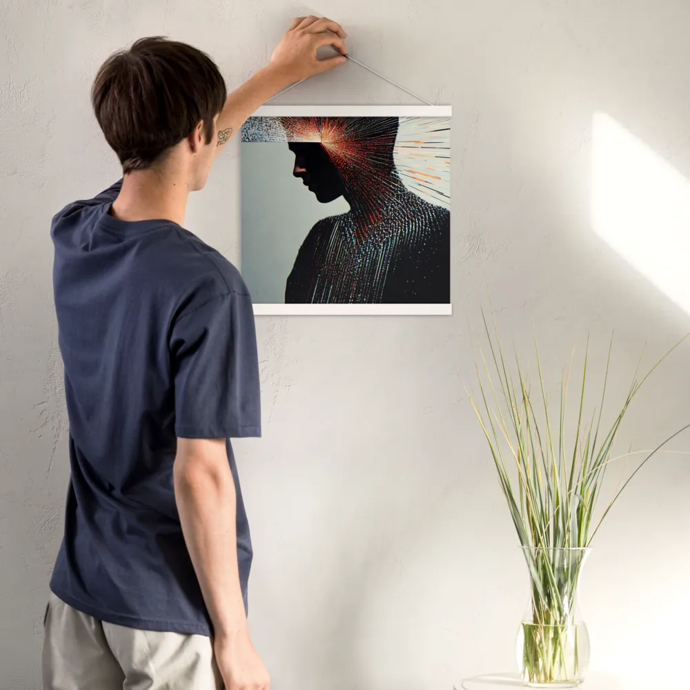 Radiant Reflection: An Abstract Journey of Thought | Poster With White Wood Hanger | 16″×16″