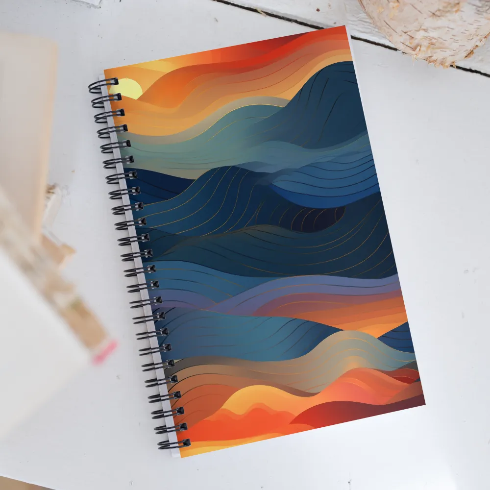 Harmonious Waves at Dusk | Spiral Notebook