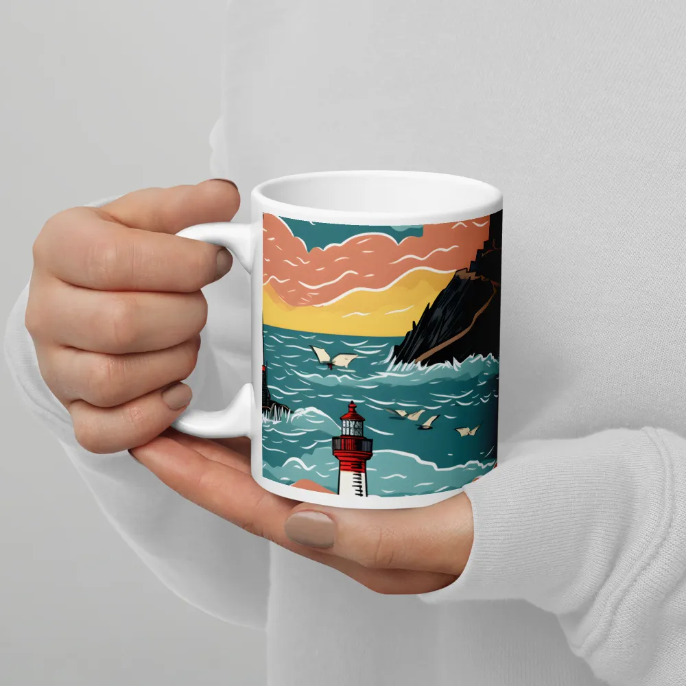 Lighthouses in a Whimsical Ocean | Mugs | Multiple Sizes & Colors