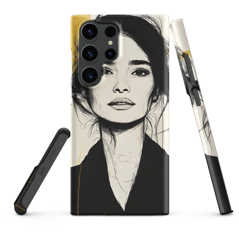 Ink Portrait with Mustard Accents