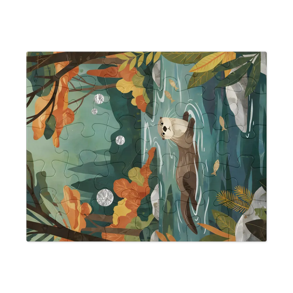 Autumn River Otter 
 Jigsaw Puzzle in Tin Box