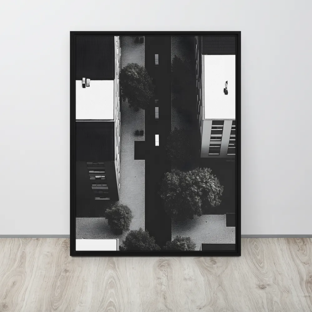 Urban Serenity from Above | Canvas with Black Frame | 24″×32″