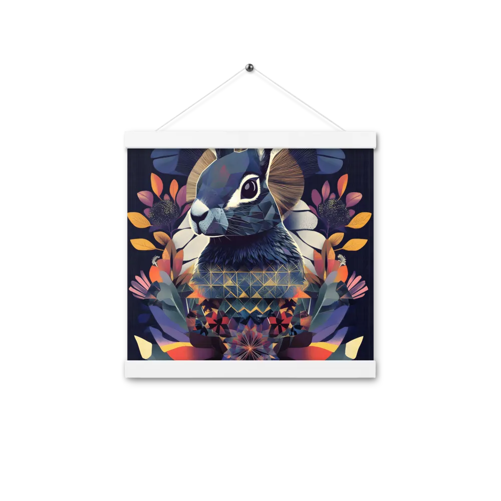 Ethereal Bunny: A Geometric Wonderland | Poster With White Wood Hanger | 12″×12″