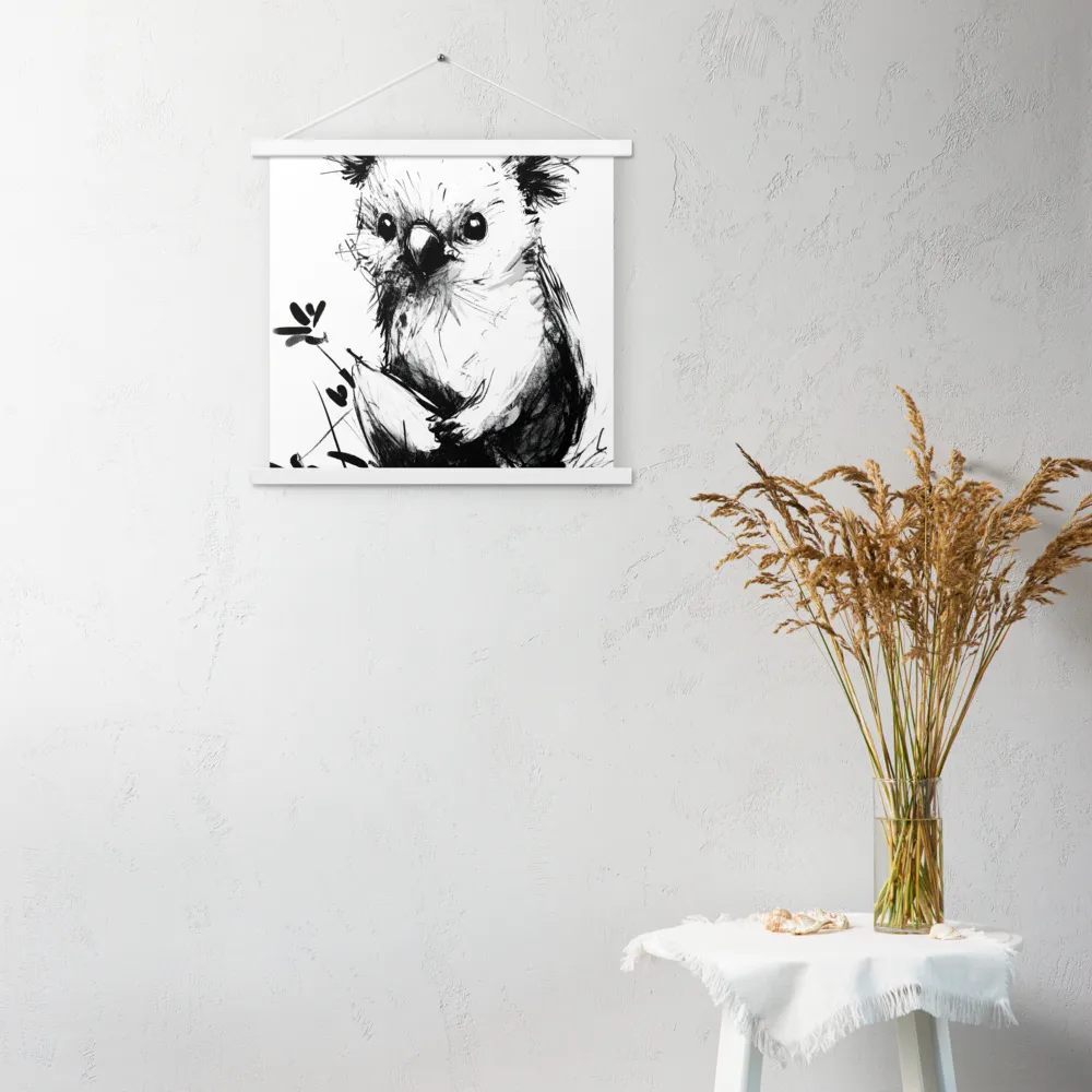 Whimsical Koala in Ink | Poster With White Wood Hanger | 18″×18″