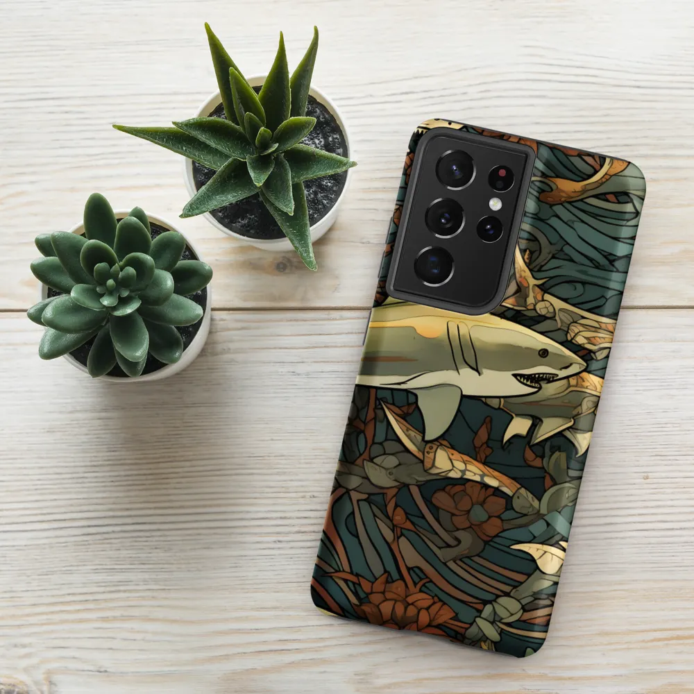 Dynamic Harmony of Sharks and Flora | Phone Case |  S21 Ultra | Tough Case | Matte