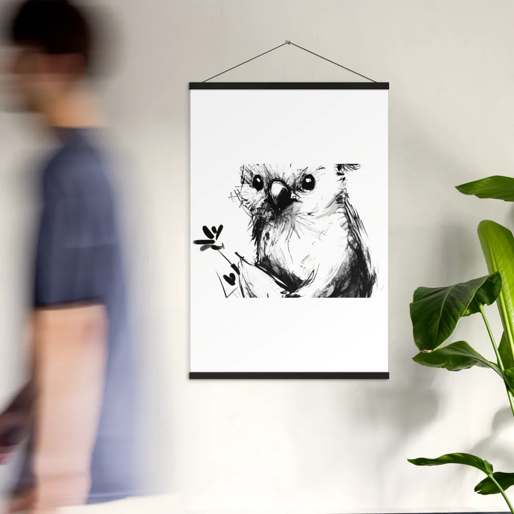 Whimsical Koala in Ink | Poster With Black Wood Hanger | 24″×36″